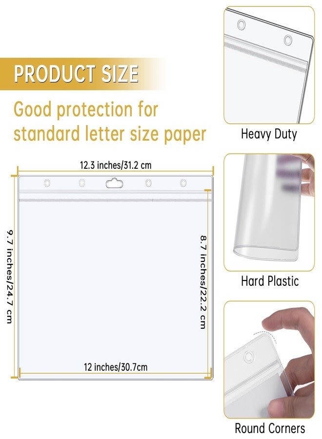 AKONEGE 6PCS Hard Sheet Protectors 8.5x11 Waterproof Resealable Zip Paper Page Protectors Clear Rigid Plastic Sleeves for Photos Certificate, Heavy Duty Document Holder Wall Sign Holder, Horizontal - Image 3